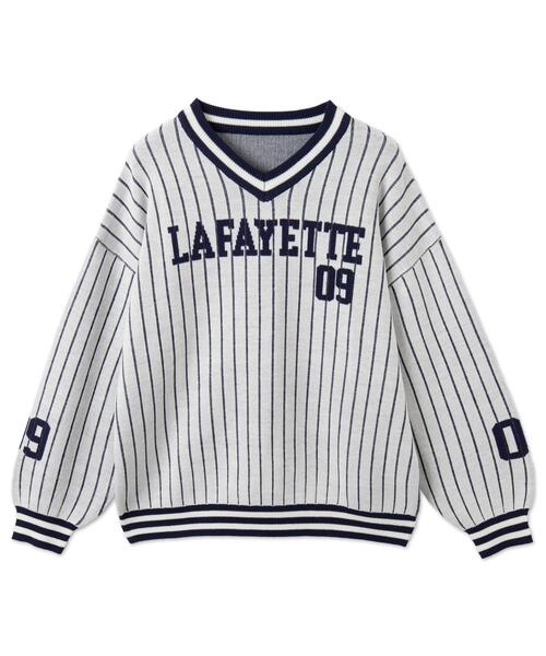 WEGO（ウィゴー）の「WEGO/ベースボールグラフィックプルオーバーニット（ニット/セーター・レディース・ホワイト/ネイビー・FREE）」の13枚目の写真