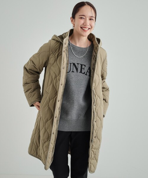 SHOO・LA・RUE（シューラルー）の「◆【撥水/フード取り外し可】冬に嬉しいこだわり満載 ひょうたん柄キルトコート（その他アウター・レディース・ブラック/オリーブ/ナチュラル・02/03/04）」の3枚目の写真