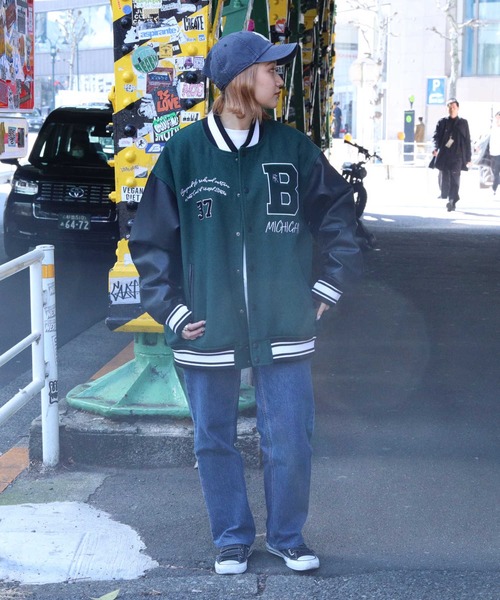 Right-on（ライトオン）の「【BIKE】ウールメルトン中綿スタジャン（スタジャン・メンズ・ブラック/ネイビー/グリーン・M/L/XL）」の9枚目の写真