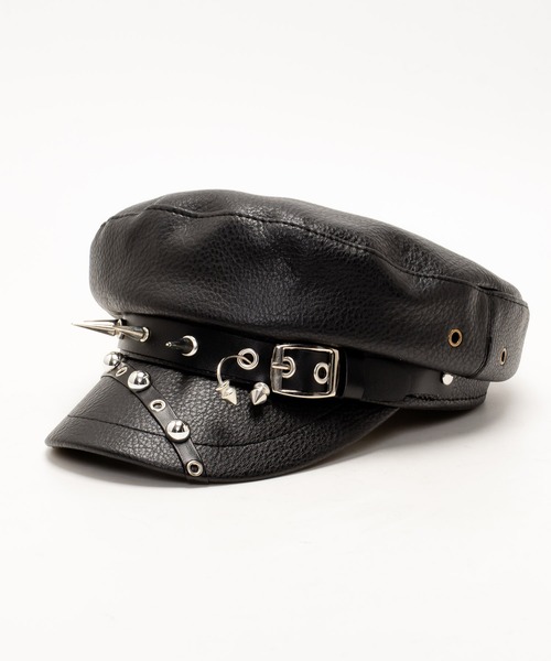 MAD MAD(マッドマッド)の「スタッズ ベルト キャスケット(キャスケット・レディース・ブラック・FREE)」の1枚目の写真