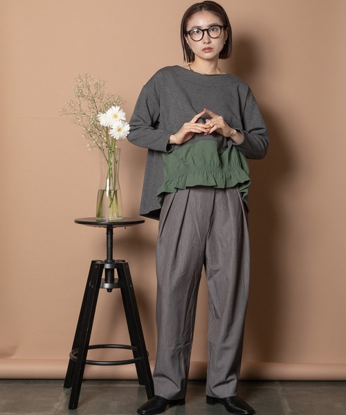 Bou Jeloud(ブージュルード)の「裏起毛裾シャーリングプルオーバー(Tシャツ/カットソー・レディース・チャコールグレー/カーキ/ネイビー・FREE)」の16枚目の写真