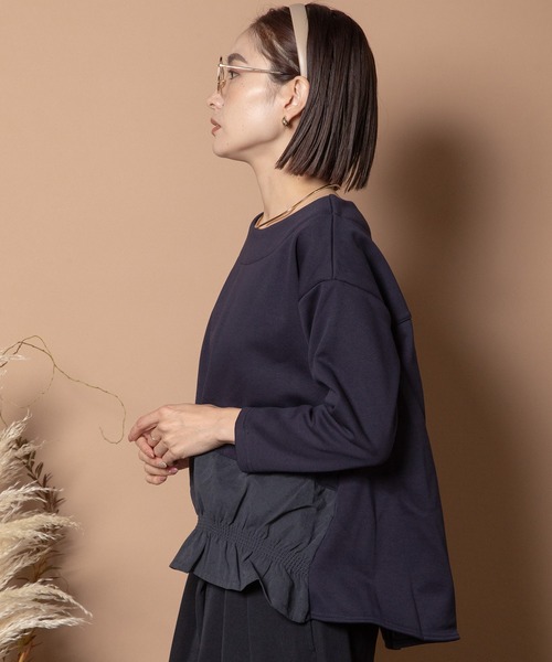 Bou Jeloud(ブージュルード)の「裏起毛裾シャーリングプルオーバー(Tシャツ/カットソー・レディース・チャコールグレー/カーキ/ネイビー・FREE)」の13枚目の写真
