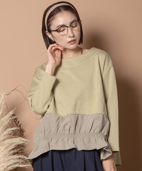 Bou Jeloud(ブージュルード)の「裏起毛裾シャーリングプルオーバー(Tシャツ/カットソー・レディース・チャコールグレー/カーキ/ネイビー・FREE)」の9枚目の写真