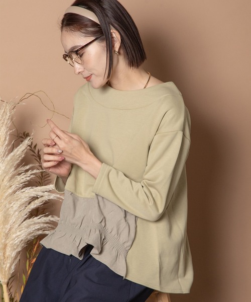 Bou Jeloud(ブージュルード)の「裏起毛裾シャーリングプルオーバー(Tシャツ/カットソー・レディース・チャコールグレー/カーキ/ネイビー・FREE)」の10枚目の写真