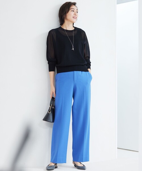 自由区（ジユウク）の「ライトフィールジャージーワイドストレート パンツ（その他パンツ・レディース・ブルー系/ネイビー系/ベージュ系/ブラック系・36/38/40）」の12枚目の写真