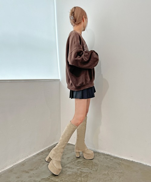 attagirl(アタガール)の「厚底ストレッチカバーブーツ(ブーツ・レディース・ブラック/ベージュ・S/M/L/LL)」の6枚目の写真