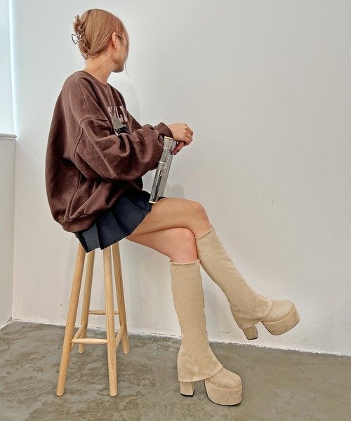 あさえ セール】厚底ストレッチカバーブーツ（ブーツ）｜attagirl