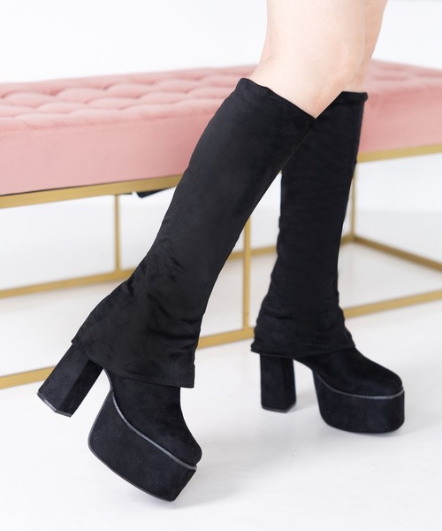 セール】厚底ストレッチカバーブーツ（ブーツ）｜attagirl（アタガール
