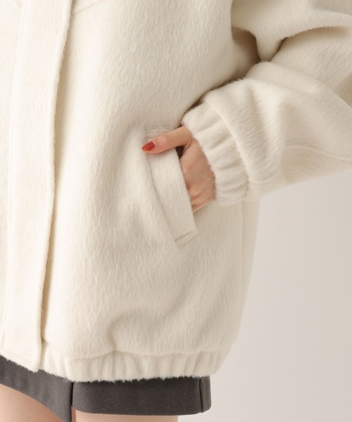 Heather スタンドシャギーミドルブルゾン アウター ホワイト Heather｜スタンドシャギーミドルブルゾン | Rakuten Fashion