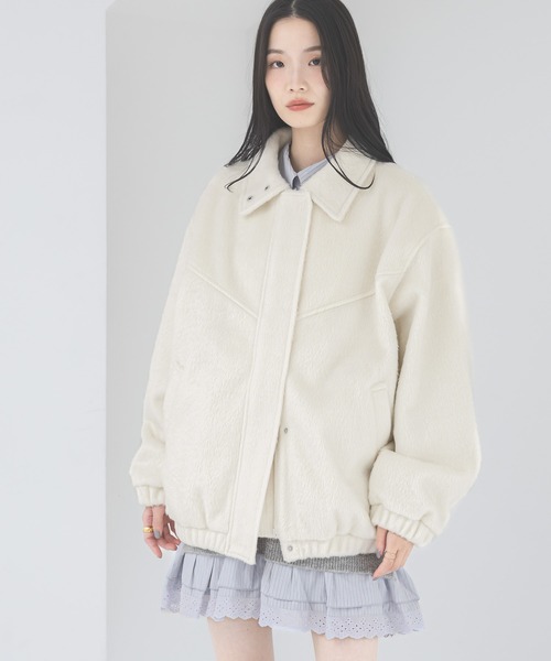 Heather（ヘザー）の「スタンドシャギーミドルブルゾン　282293（ブルゾン・レディース・グレー/アイボリー/ピンク/ブラウン・FREE）」の8枚目の写真