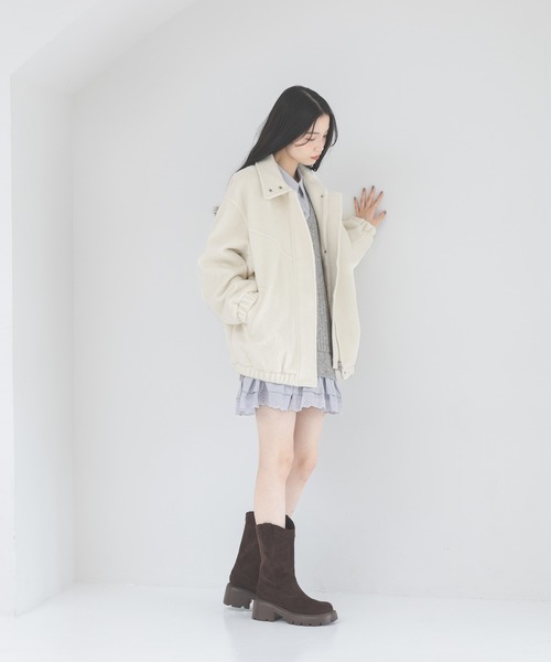 Heather（ヘザー）の「スタンドシャギーミドルブルゾン　282293（ブルゾン・レディース・グレー/アイボリー/ピンク/ブラウン・FREE）」の7枚目の写真