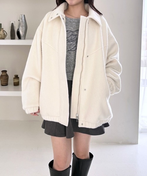 Heather フェザーミドルジャケット ピンク Heather（ヘザー）の「フェザーミドルジャケット 250157（ステン