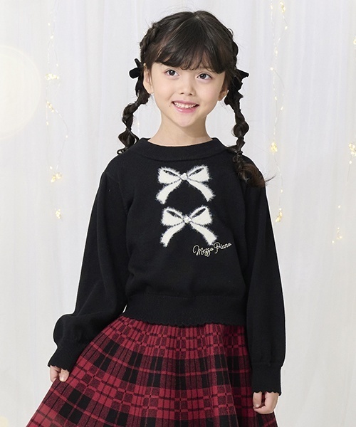 mezzo piano(メゾピアノ)の「リボン ニットプルオーバー(ニット mezzo piano(メゾピアノ)の「リボン ニットプルオーバー(ニット