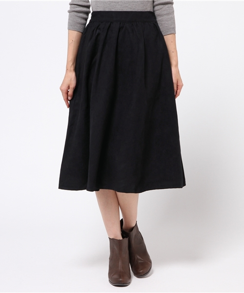 earth music&ecology（アースミュージックアンドエコロジー）の「フェイクスウェードミモレスカート（スカート・レディース・レンガ/ブラウン/キャメル/ネイビー・FREE）」の3枚目の写真