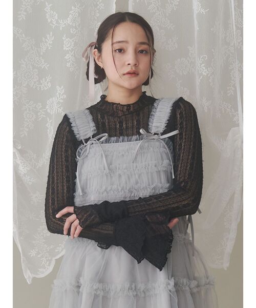 merryjenny Wフリルスリーブレースtops merryjenny Wフリルスリーブレースtops