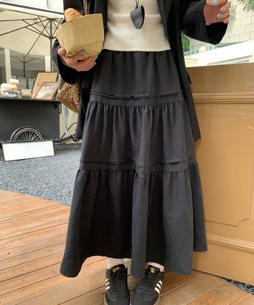 leune(ルネ)の「ティアードロングスカート(スカート・レディース・ホワイト/ブラック・FREE)」の9枚目の写真