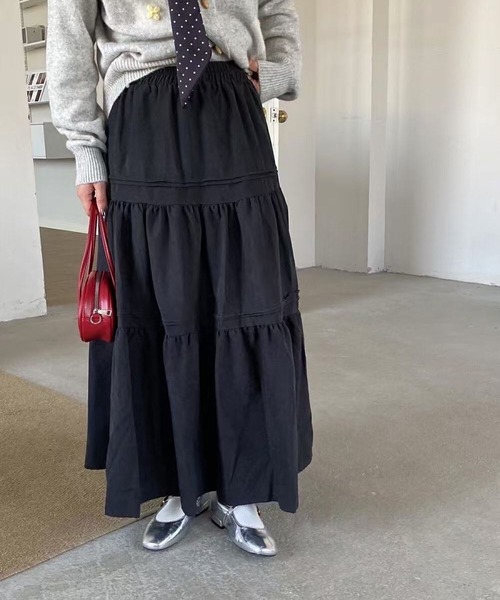 leune(ルネ)の「ティアードロングスカート(スカート・レディース・ホワイト/ブラック・FREE)」の11枚目の写真
