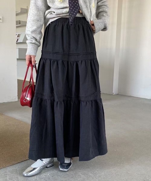 leune(ルネ)の「ティアードロングスカート(スカート・レディース・ホワイト/ブラック・FREE)」の12枚目の写真