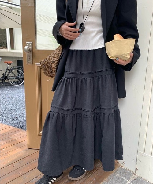leune(ルネ)の「ティアードロングスカート(スカート・レディース・ホワイト/ブラック・FREE)」の15枚目の写真