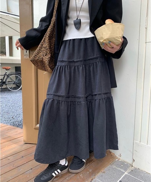 leune(ルネ)の「ティアードロングスカート(スカート・レディース・ホワイト/ブラック・FREE)」の16枚目の写真