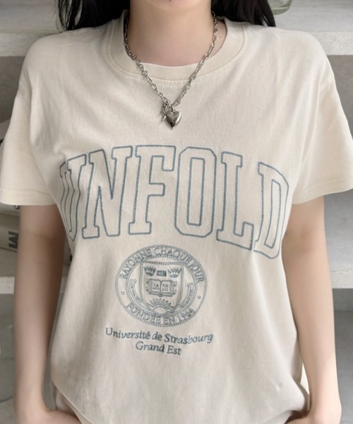 Eclat one(エクラワン)の「【Eclat one】ステッチ刺繍 カレッジロゴ 半袖 Tシャツ(Tシャツ/カットソー・レディース・ブラック/アイボリー/グレー・FREE)」の22枚目の写真