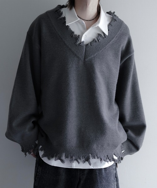 【新品】CPG　Vネック　ニット　タグ付き ディープVネックボクシーニット | NATURAL BEAUTY BASIC