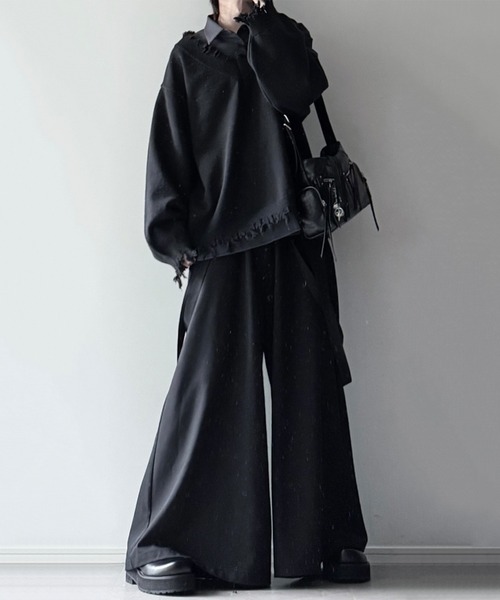 cussil（クシル）の「【cussil/クシル】プレーティング天竺アンチピリングルーズシルエットＶネックダメージニット（ニット/セーター・メンズ・ブラック/ライトグレー/チャコールグレー/ワインレッド/グレー/アッシュブラウン・S/M/L/XS）」の17枚目の写真