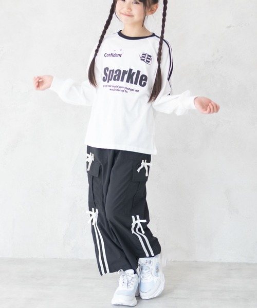 RICH MIX（リッチミックス）の「RICH MIX ラグランチュニック（Tシャツ/カットソー・キッズ・ホワイト系/ブラック系1・160/130/140/150）」の4枚目の写真