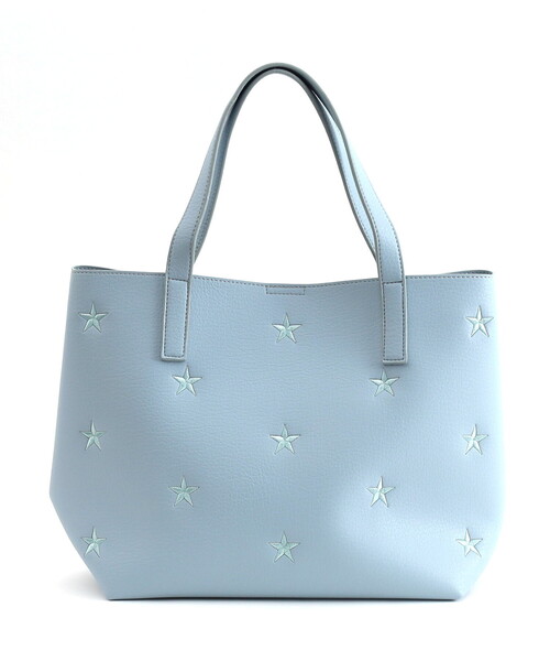 COOCO(クーコ)の「星柄刺繍フェイクレザートートバッグ/A4対応(トートバッグ・レディース・シルバー/ブラック/グリーン/オフホワイト/サックスブルー・FREE)」の4枚目の写真