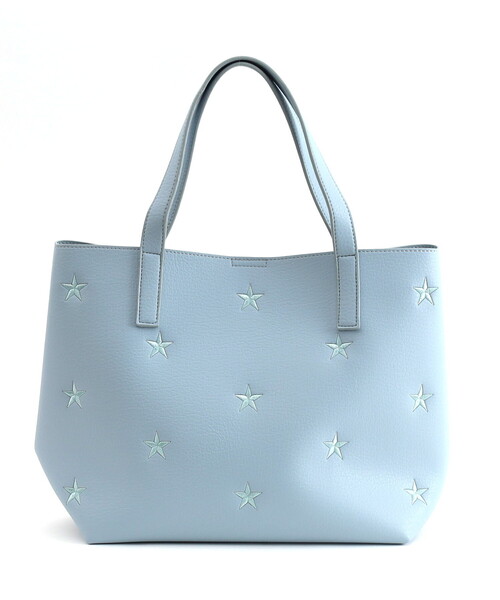COOCO(クーコ)の「星柄刺繍フェイクレザートートバッグ/A4対応(トートバッグ・レディース・シルバー/ブラック/グリーン/オフホワイト/サックスブルー・FREE)」の14枚目の写真