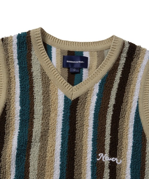 古着 thisisneverthat ディスイズネバーザット ニットベスト セール】Striped Knit Vest（ベスト）｜thisisneverthat