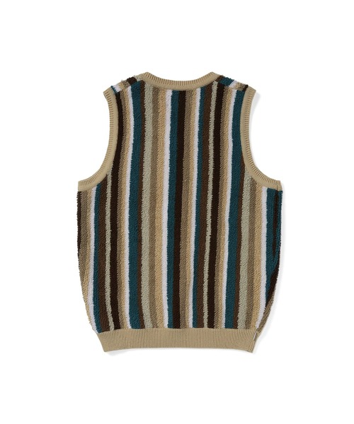 【THISISNEVERTHAT】スクリプトロゴニットベストグレー セール】Striped Knit Vest(ベスト)|thisisneverthat