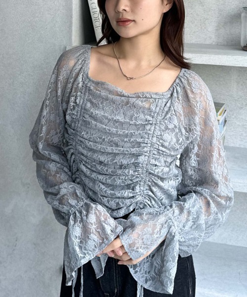 archives(アルシーヴ)の「レースドロストTOPS(Tシャツ/カットソー・レディース・ブラック/グレー/オフホワイト・MEDIUM)」の3枚目の写真