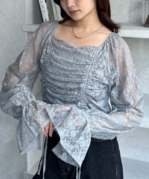 archives(アルシーヴ)の「レースドロストTOPS(Tシャツ/カットソー・レディース・ブラック/グレー/オフホワイト・MEDIUM)」の4枚目の写真