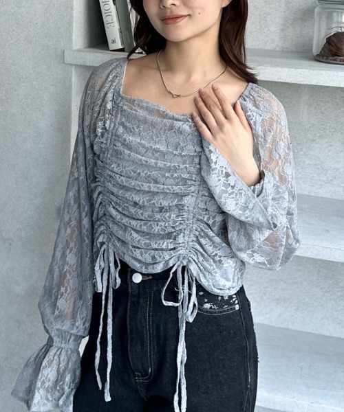 archives(アルシーヴ)の「レースドロストTOPS(Tシャツ/カットソー・レディース・ブラック/グレー/オフホワイト・MEDIUM)」の5枚目の写真