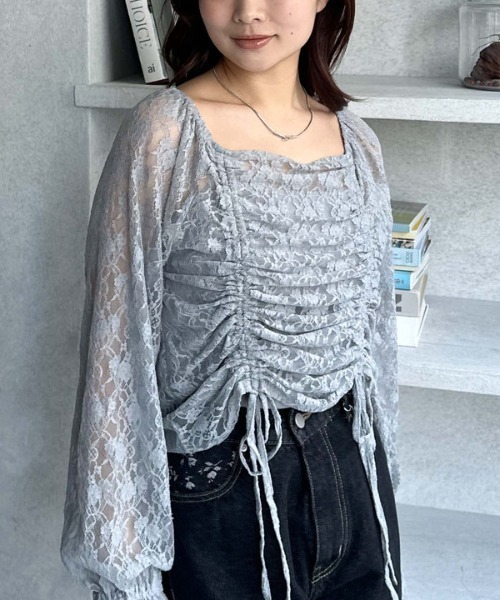 archives(アルシーヴ)の「レースドロストTOPS(Tシャツ/カットソー・レディース・ブラック/グレー/オフホワイト・MEDIUM)」の6枚目の写真