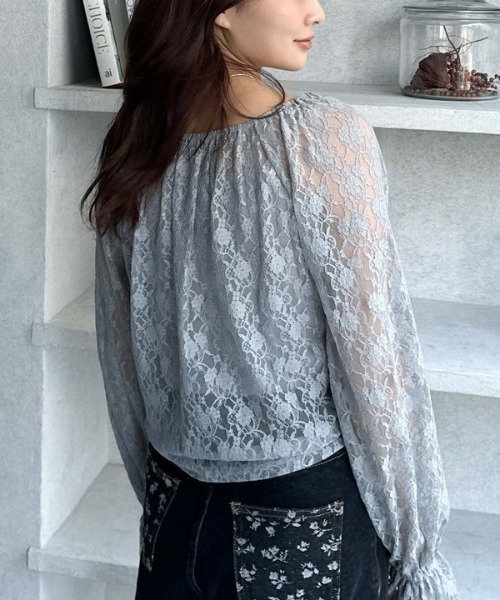 archives(アルシーヴ)の「レースドロストTOPS(Tシャツ/カットソー・レディース・ブラック/グレー/オフホワイト・MEDIUM)」の7枚目の写真