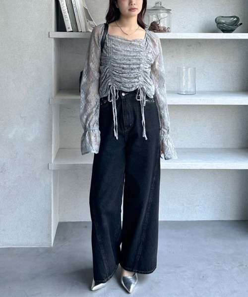 archives(アルシーヴ)の「レースドロストTOPS(Tシャツ/カットソー・レディース・ブラック/グレー/オフホワイト・MEDIUM)」の8枚目の写真