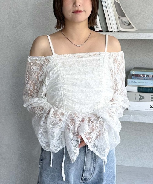 archives(アルシーヴ)の「レースドロストTOPS(Tシャツ/カットソー・レディース・ブラック/グレー/オフホワイト・MEDIUM)」の12枚目の写真