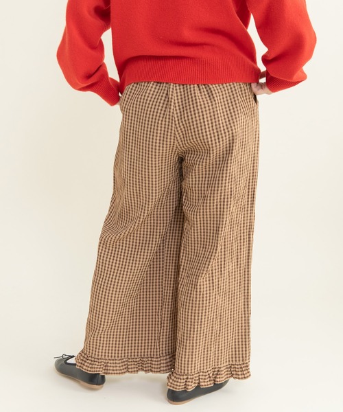 CHILD WOMAN(チャイルドウーマン)の「☆ドビーギンガム 裾フリルイージーパンツ(セットアップ対応)(その他パンツ・レディース・ブラック/ブラウン・FREE)」の11枚目の写真