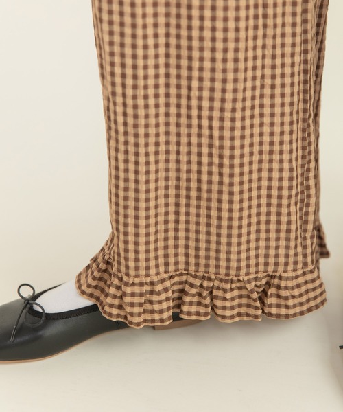 CHILD WOMAN(チャイルドウーマン)の「☆ドビーギンガム 裾フリルイージーパンツ(セットアップ対応)(その他パンツ・レディース・ブラック/ブラウン・FREE)」の18枚目の写真