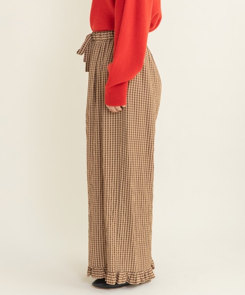 CHILD WOMAN(チャイルドウーマン)の「☆ドビーギンガム 裾フリルイージーパンツ(セットアップ対応)(その他パンツ・レディース・ブラック/ブラウン・FREE)」の20枚目の写真