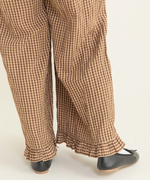 CHILD WOMAN(チャイルドウーマン)の「☆ドビーギンガム 裾フリルイージーパンツ(セットアップ対応)(その他パンツ・レディース・ブラック/ブラウン・FREE)」の14枚目の写真