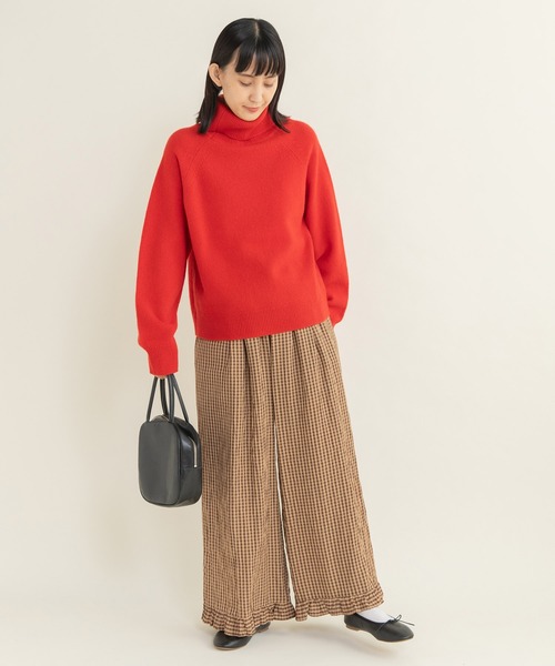 CHILD WOMAN(チャイルドウーマン)の「☆ドビーギンガム 裾フリルイージーパンツ(セットアップ対応)(その他パンツ・レディース・ブラック/ブラウン・FREE)」の15枚目の写真