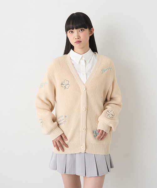 Mi-je(ミジェ)の「モチーフ刺しゅうカーディガン【韓国ファッション】(カーディガン/ボレロ・レディース・ライトブルー/ベージュ・M)」の2枚目の写真