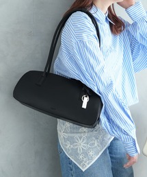 【Ungrid/アングリッド】 シンプルスムース プレートチャーム付横長ボストンバッグ