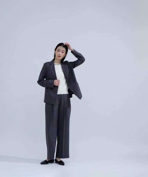 NATURAL BEAUTY BASIC（ナチュラルビューティーベーシック）の「◇リネンライク SETUP ワイドストレートパンツ（その他パンツ・レディース・チャコールグレー/ベージュ・MEDIUM/SMALL）」の5枚目の写真