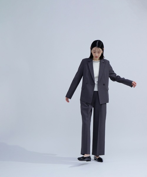 NATURAL BEAUTY BASIC（ナチュラルビューティーベーシック）の「◇リネンライク SETUP ワイドストレートパンツ（その他パンツ・レディース・チャコールグレー/ベージュ・MEDIUM/SMALL）」の6枚目の写真