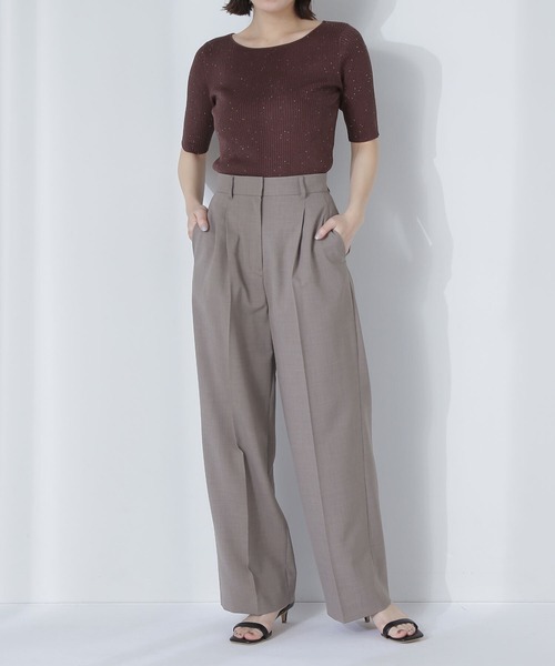 NATURAL BEAUTY BASIC（ナチュラルビューティーベーシック）の「◇リネンライク SETUP ワイドストレートパンツ（その他パンツ・レディース・チャコールグレー/ベージュ・MEDIUM/SMALL）」の19枚目の写真