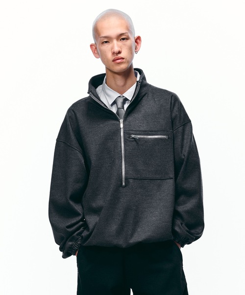 JIEDA(ジエダ)の「WOOL HALF ZIP(ブルゾン・メンズ・ブラック/グレー・2/1)」の1枚目の写真